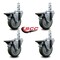 Service Caster 4'' Gray Poly Wheel Swivel 3/4'' Square Stem Caster Set with Brake, 4PK SCC-SQ20S414-PPUB-GRY-PLB-34-4 - alternate 2